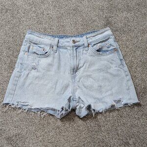 WILD FABLE Blue Denim Distressed Cut-Off High-Rise Mom Jean Shorts; Size 0